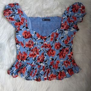 Zara Blue Floral Shirt